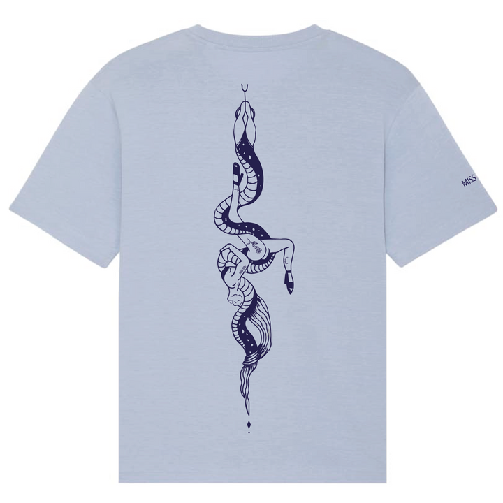 Camiseta azul sereno mujer con serpiente